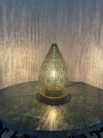 Moroccan Pierced Brass Table Lamp – Teardrop Shape - Image 2