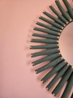 Moroccan Wooden Mirror – Round Handwoven Raffia Frame - Image 4