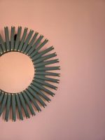 Moroccan Wooden Mirror – Round Handwoven Raffia Frame - Image 2