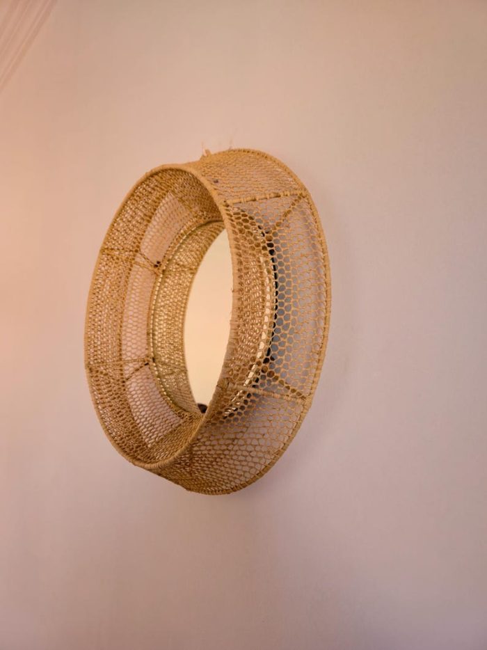 Moroccan Raffia Mirror – Round Handwoven Wall Mirror - Image 2
