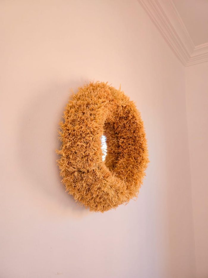 Moroccan Raffia Mirror – Round Handwoven Wall Mirror - Image 3