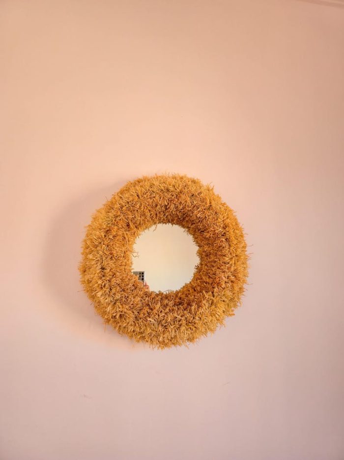 Moroccan Raffia Mirror – Round Handwoven Wall Mirror - Image 5