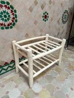 Handcrafted Wooden Shoe Rack – Two-Tier Natural Wood Organizer - Image 2
