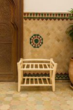 Handcrafted Wooden Shoe Rack – Two-Tier Natural Wood Organizer