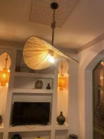 Handcrafted Raffia Pendant Light – Moroccan Parasol Lampshade - Image 3
