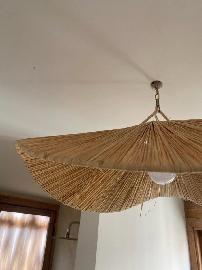 Handcrafted Raffia Pendant Light – Moroccan Parasol Lampshade - Image 3