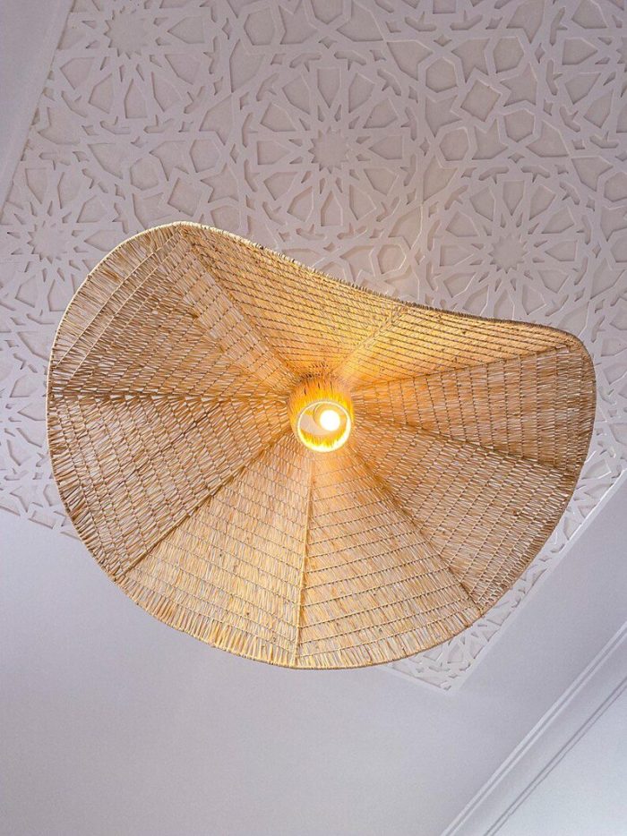 Handcrafted Raffia Pendant Light – Moroccan Parasol Lampshade - Image 4