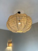Handwoven Raffia Pendant Light – Round Natural Ceiling Lamp - Image 3
