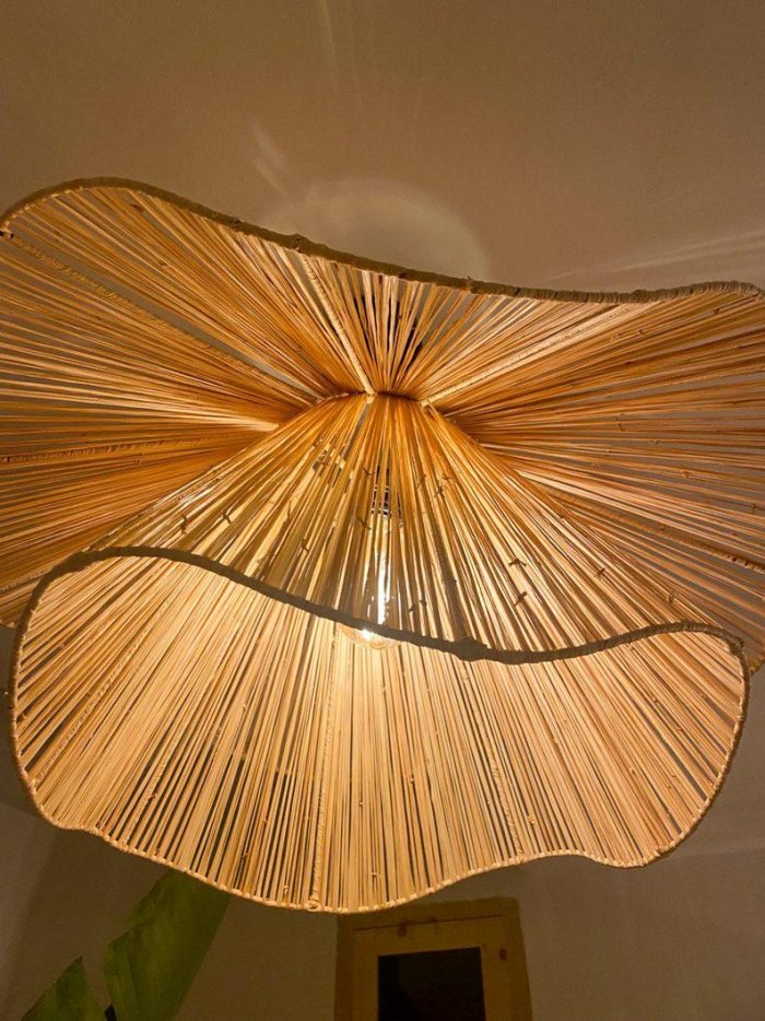 Handmade Raffia Ceiling Lamp - Wavy Pendant Light - Image 5