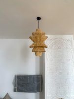 Handwoven Raffia Pendant Light – Multi-Level Pyramid Design - Image 7