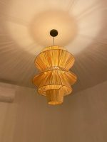 Handwoven Raffia Pendant Light – Multi-Level Pyramid Design - Image 2