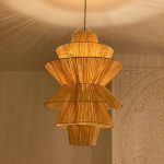 Handwoven Raffia Pendant Light – Multi-Level Pyramid Design