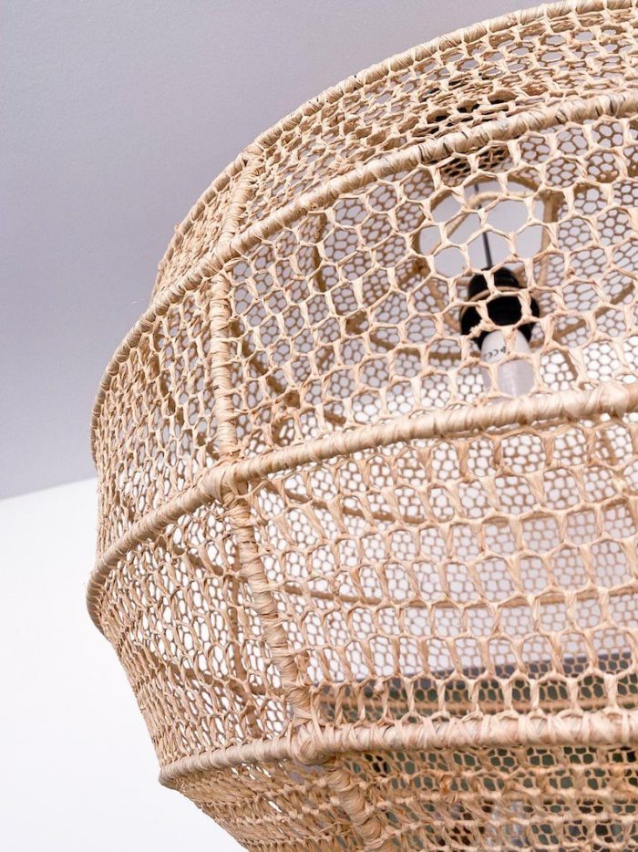 Handwoven Raffia Pendant Light - Round Natural Ceiling Lamp - Image 5