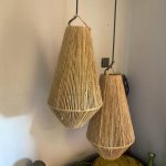 Set of 2 Handwoven Cord Pendant Lights – Cone Shape
