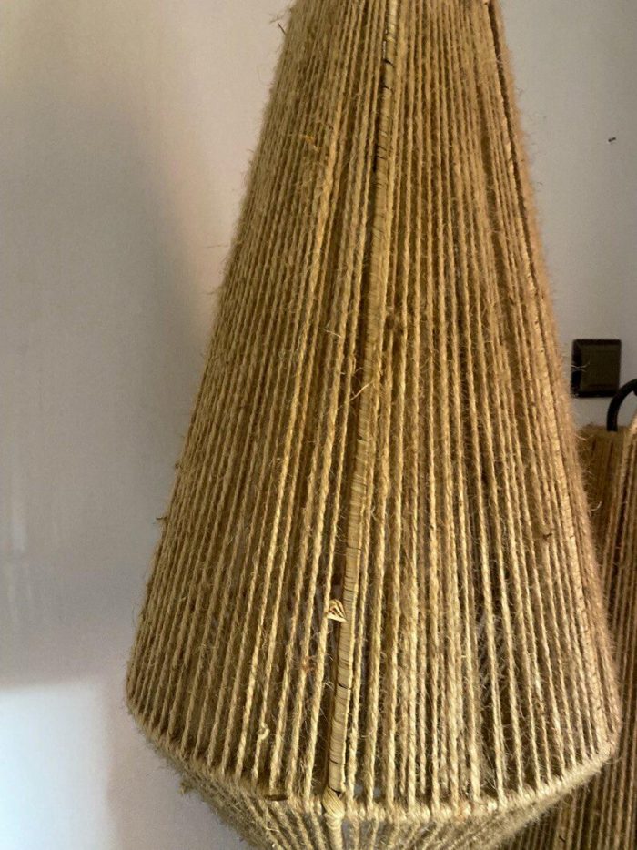 Set of 2 Handwoven Cord Pendant Lights – Cone Shape - Image 3