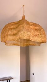 Handwoven Wave-Shaped Pendant Lamp – Large Raffia Ceiling Light - Image 2
