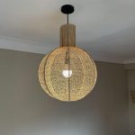 Natural Raffia Pendant Light – Round Woven Ceiling Lamp