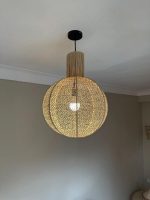 Natural Raffia Pendant Light – Round Woven Ceiling Lamp