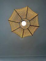 Natural Raffia Pendant Light – Round Woven Ceiling Lamp - Image 3