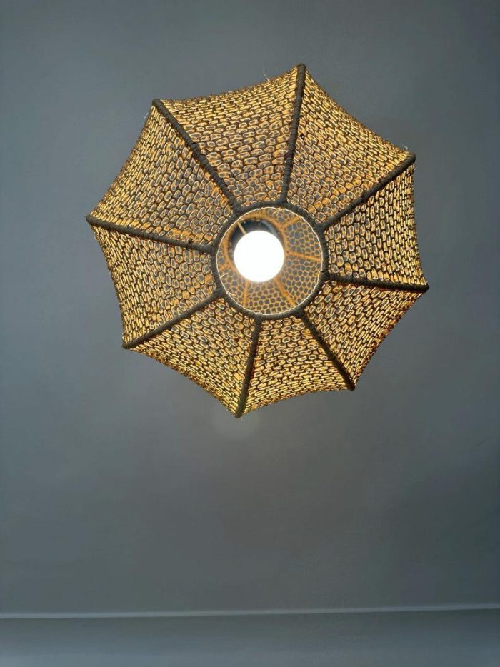 Natural Raffia Pendant Light – Round Woven Ceiling Lamp - Image 3