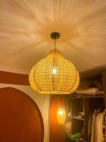 Handwoven Raffia Pendant Light – Round Artisan Lamp
