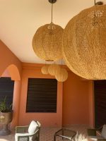 Handwoven Raffia Pendant Light – Round Ceiling Lamp - Image 2