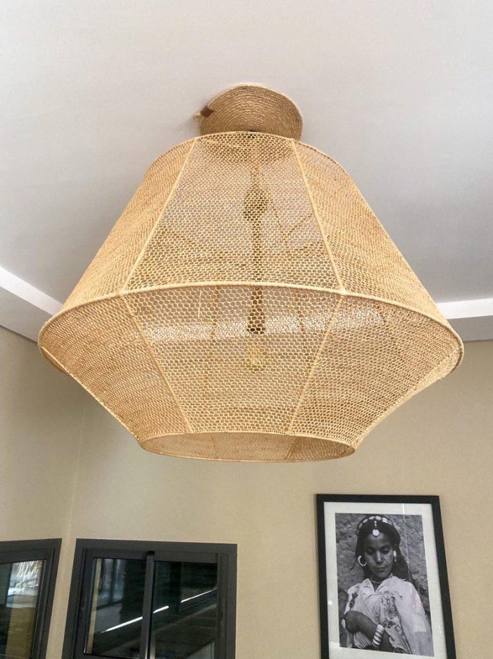 Moroccan Hexagon Pendant Lamp - Large Handwoven Ceiling Light - Image 9
