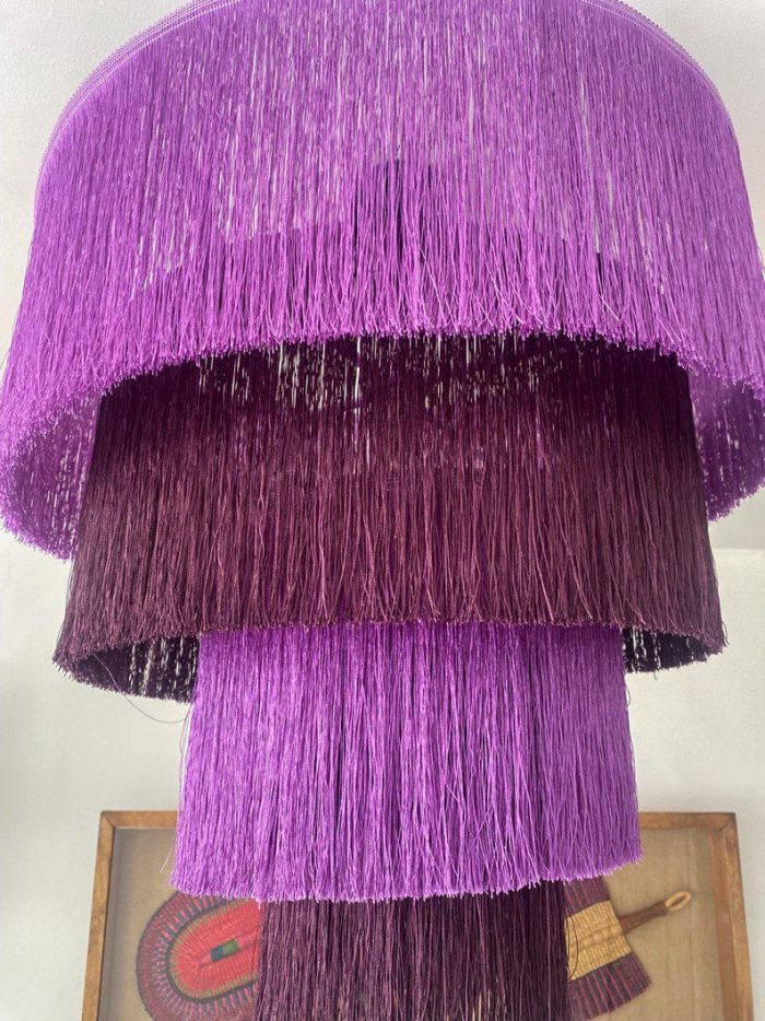 Moroccan Hdoum Fringe Pendant Lamp - Handcrafted Statement Light - Image 4
