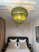 Moroccan Hdoum Fringe Pendant Lamp - Layered Artisan Light