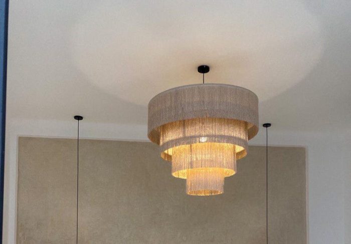 Moroccan Hdoum Fringe Pendant Lamp - Tiered Design - Image 4
