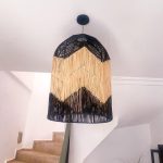 Handwoven Black and Natural Dome Pendant Lamp