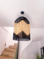 Handwoven Black and Natural Dome Pendant Lamp