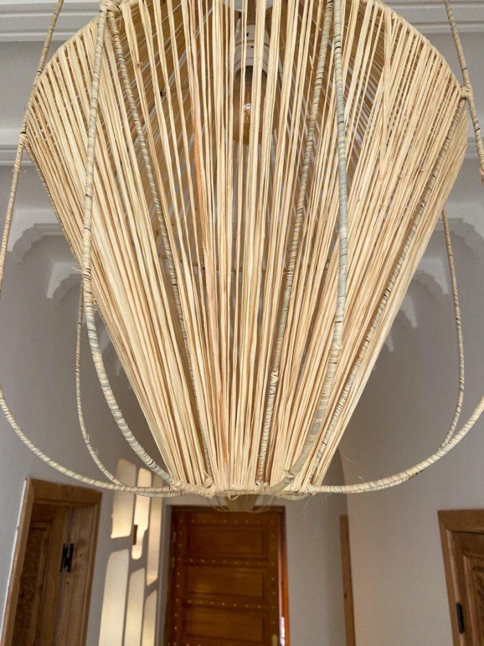 Moroccan Flared Lantern Pendant Lamp – Natural Fiber Light - Image 4