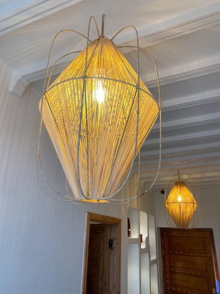 Moroccan Flared Lantern Pendant Lamp – Natural Fiber Light - Image 2