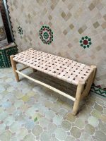 Handgemaakte Marokkaanse bank met naturel leer - Image 2