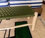 Handwoven Moroccan Bench with Green Rope - Handmade Eucalyptus Wood - Image 3