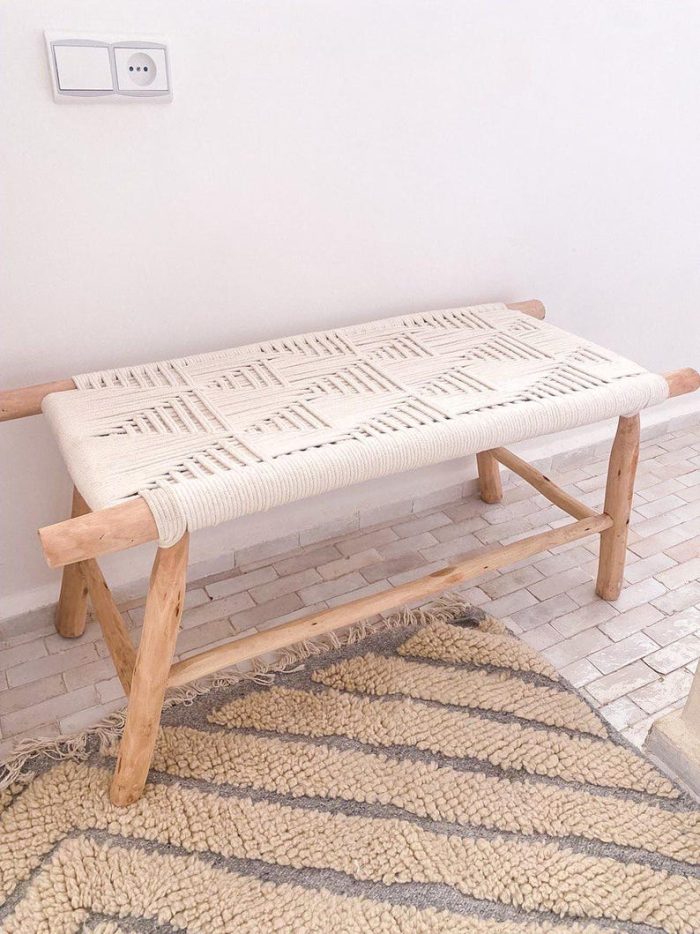 Marokkaanse handgeweven bank met wit koord - Image 7