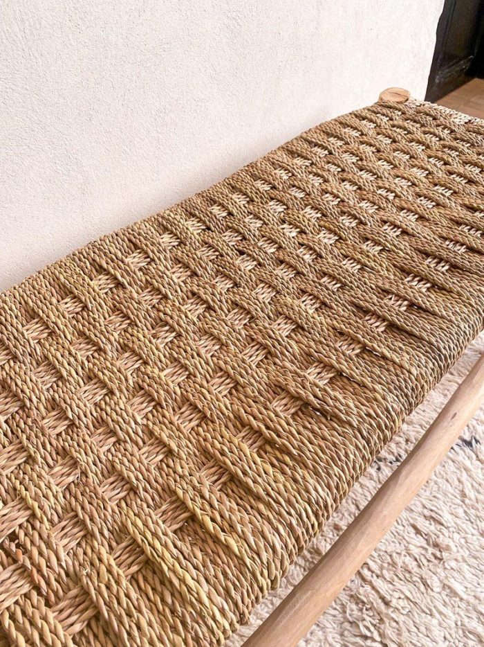 Marokkaanse handgeweven bank met palmbladkoord - Image 2