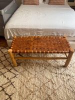 Handgemaakte Marokkaanse bank met bruin leer - Image 4