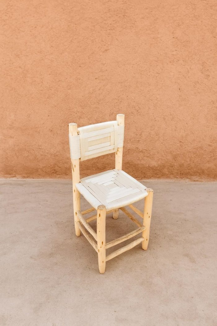 Moroccan Wooden Chair with White Rope - Handmade Artisan Seating - Image 2