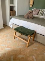 Set van 2 walnoothouten banken met koord - Image 3