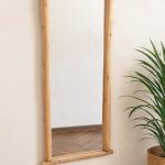 Handmade Rectangular Wooden Mirror – Natural Wood Frame