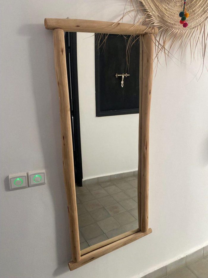 Handmade Rectangular Wooden Mirror – Natural Wood Frame - Image 6