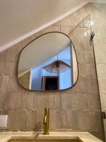 Handmade Moroccan Brass Wall Mirror - Irregular Shape - Image 3