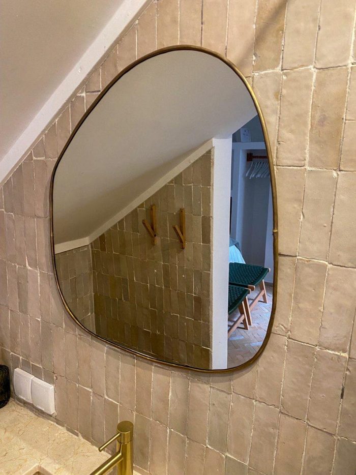 Handmade Moroccan Brass Wall Mirror - Irregular Shape - Image 4