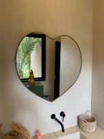 Handmade Moroccan Brass Heart Mirror - Wall Decor - Image 3