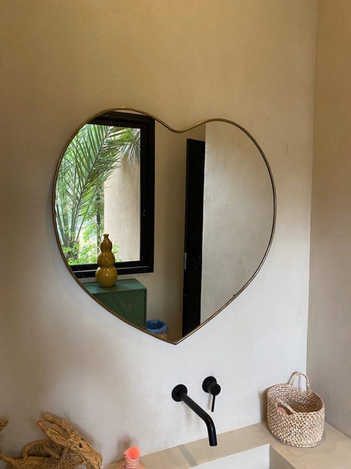 Handmade Moroccan Brass Heart Mirror - Wall Decor - Image 3