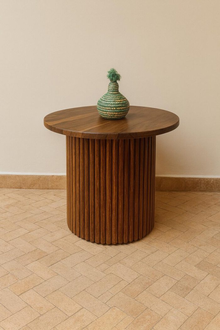 Ronde Bijzettafel van Walnotenhout - Image 4