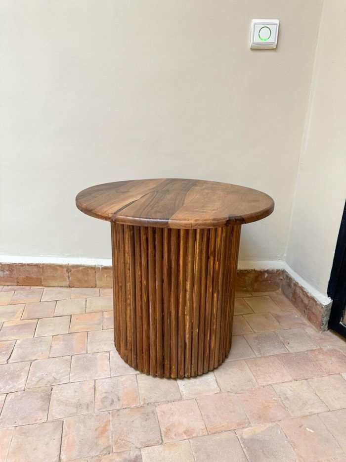 Ronde Bijzettafel van Walnotenhout - Image 3