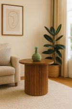 Ronde Bijzettafel van Walnotenhout